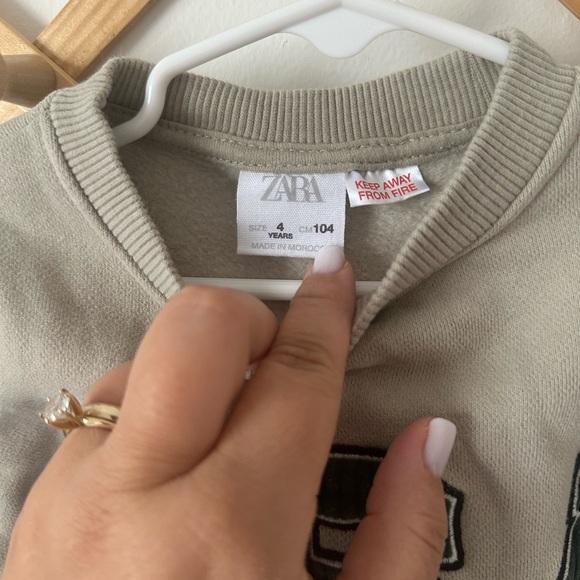 Zara Kids USA Sweatshirt | Olive Green Varsity Letters | Size 3T and 4T - Picture 6 of 7